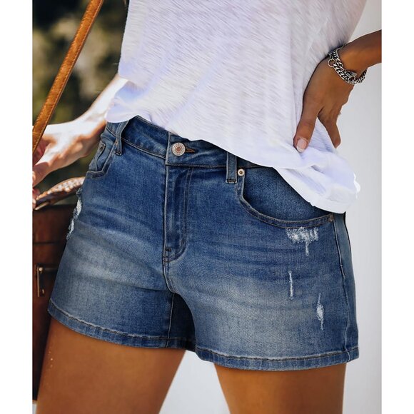 Denim Shorts Women High Waist Ripped Casual Summer Beach Vacation Short - Picture 3 of 4